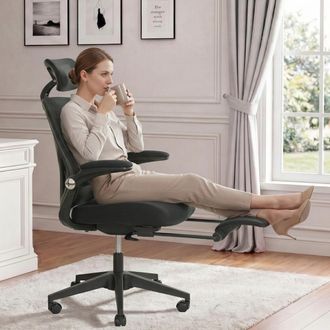 STILVORA Stilvora Sedia Da Ufficio Ergonomica Regolabile Con Poggiatesta 3d E Poggiapiedi, In Schiuma, Nero