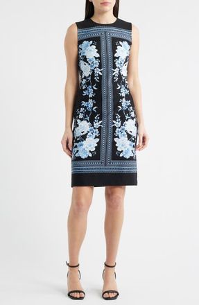 Anne Klein Print Sleeveless Sheath Dress in Anne Black Multi at Nordstrom, Size 10