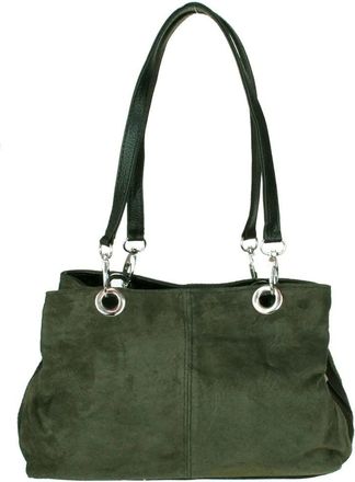 Girly HandBags Womens Italian Suede Leather Shoulder Bag Small Moss Green