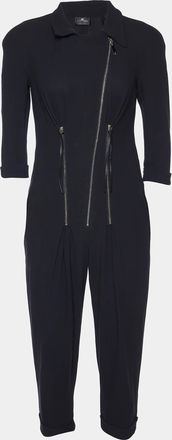 Elisabetta Franchi Black Crepe Zip Detail Jumpsuit