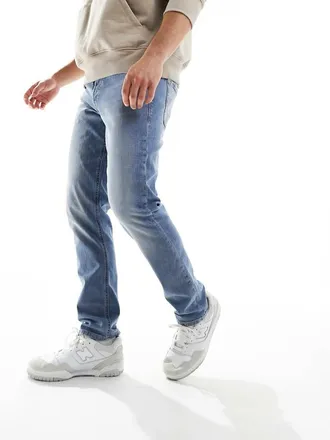 Jack & Jones Glenn slim leg jeans in light wash denim-Blue