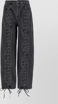 Rotate lace detail wide leg denim trousers