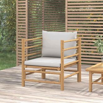 vidaXL Sof&aacute; De Jard&iacute;n Bamb&uacute; Con Cojines Gris Claro Vidaxl