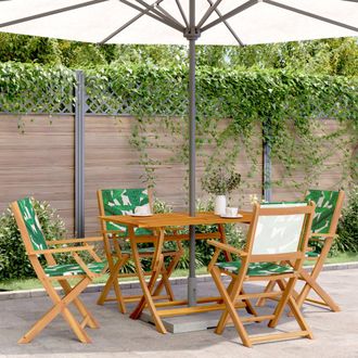 vidaXL Vidaxl - Sillas De Jard&iacute;n Reclinables 4 Uds Madera Maciza Y Tela Verde