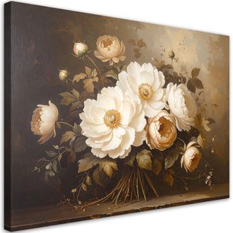 Feeby Cuadro Sobre Lienzo, Naturaleza Muerta Con Ramo De Flores, 120x80