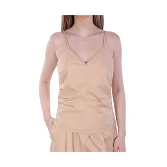 Patrizia Pepe Tops, Dames, Beige, M, Katoen, V-neck Top