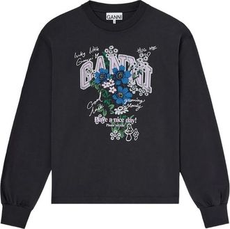 Ganni Floral-print Long-sleeve T-shirt