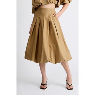 Extro&Vert Indie Bubble Hem Midi Skirt in Toffee at Nordstrom, Size X-Small