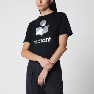 Isabel Marant T-shirt Zewel con logo nera in lino