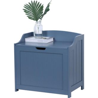 Relaxdays Relaxdays storage chest, 80 L, for laundry, bedding & toys, bathroom, lid, MDF, grey