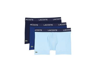 Lacoste 3-Pack Solid with Semi Fancy Belt Underwear Trunks Mens Underwear Navy Blue/Methylene/Tropical : S (EUR 4), Polyester/Elastane