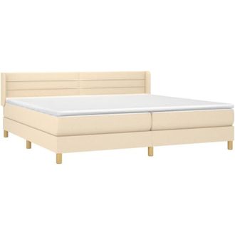 vidaXL Vidaxl - Cama Box Spring Con Colch&oacute;n Tela Color Crema 200x200 Cm