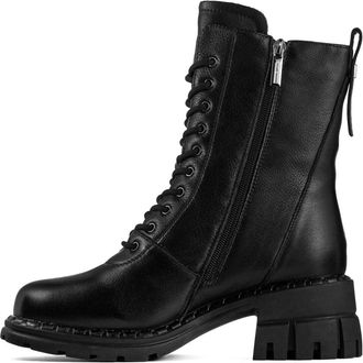 Cesare Gaspari Laarsjes met blokhak - Dames - Veterlaarzen - Zwart - 41 EU - Leer - Schoenen