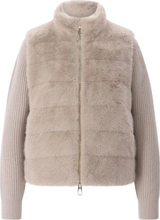 Duno Gestructureerd Jack van gemengde materialen - Dames - Winterjassen - Beige - XL - Wol - Jassen