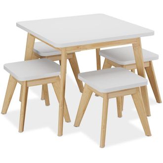 Relaxdays Relaxdays - Tavolino da Bambini con Sedie per Cameretta, Tavolo da Gioco 4 Posti, Bamb&ugrave; e mdf, 49x60x60 cm, Marrone Bianco
