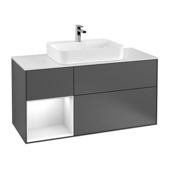 Villeroy & Boch Villeroy&boch - Finion, Muebles De Ba&ntilde;o, 1200 X 603 X 501 Mm, Angular, Con Estanter&iacute;a (iluminada), Modelo Suspendido, Fabricado En Madera, Lavabo En E