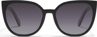 Quay Staycation 57mm Polarized Cat Eye Sunglasses in Black/Smoke Polarized at Nordstrom