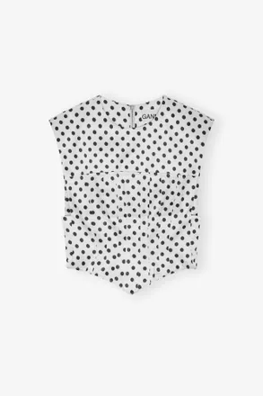 Ganni Polka-Dot Satin Corset Blouse - Size 10/12 White