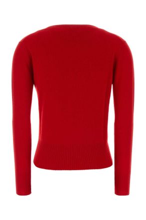 Miu Miu Womens Red Cashmere Sweater Rosso Exterior: Maglieria