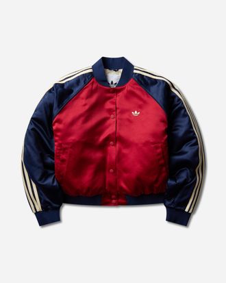 adidas Women s Satin SST Bomber Jacket Team Victory Red / Night Indigo / Warm Vanilla