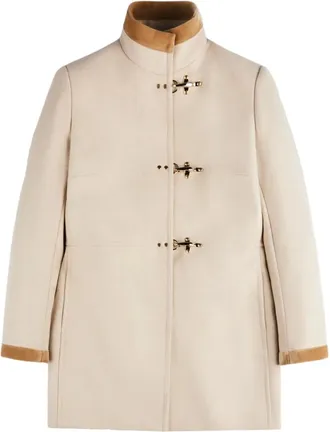 Fay Single-Breasted Coats, female, Beige, L, Mélange Wool Virginia Coat