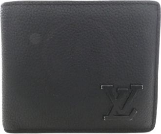 Louis Vuitton Black Leather Wallet (Bi-Fold) (Pre-Owned)