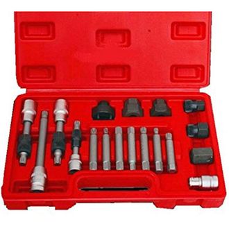 Trade Shop Trade Shop - Kit Di Chiavi Per Smontaggio Puleggia E Alternatore Motore Auto 18 Pezzi Valigia