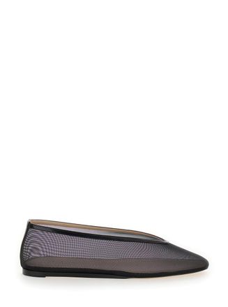 Le Monde Beryl Black Ballerinas In Fishnet Style In Leather Woman