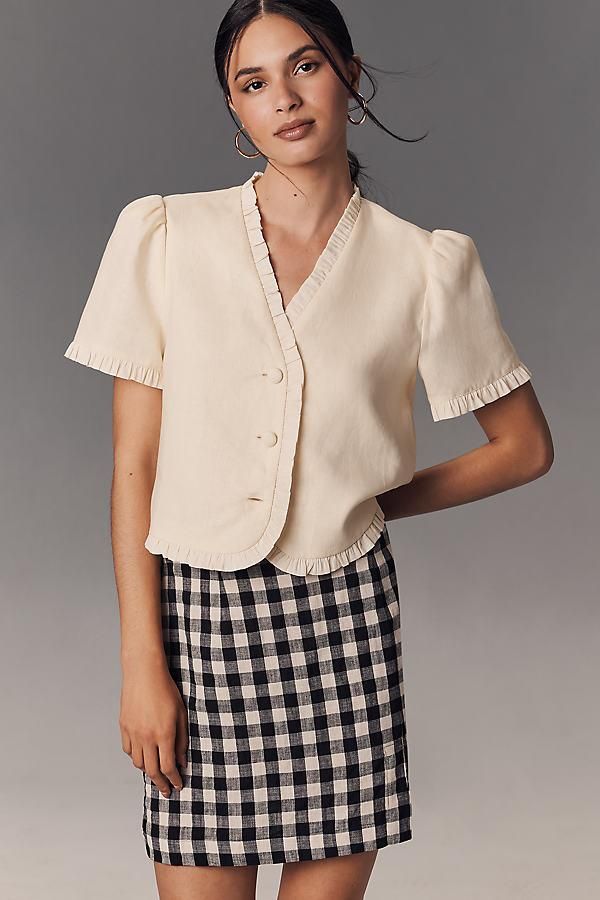 Tommy Bahama Palm View Pop-Over Top Womens Clothing White