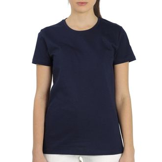 Moncler Ladies Logo Patch Cotton T-shirt In Navy, Brand Size Small