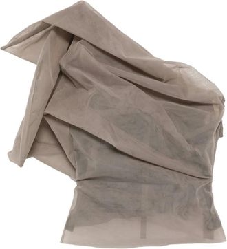 Rick Owens Sleeveless Tops, female, Gray, Size: XS Draped One-Shoulder Top