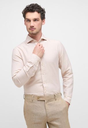 Eterna Langarmhemd ETERNA SLIM FIT, Herren, Gr. 40, Normalgr&ouml;ssen, beige, Twill, 59% Baumwolle, 41% Leinen, schmal, Manschette, Hemden Langarmhemd, EASY IRON