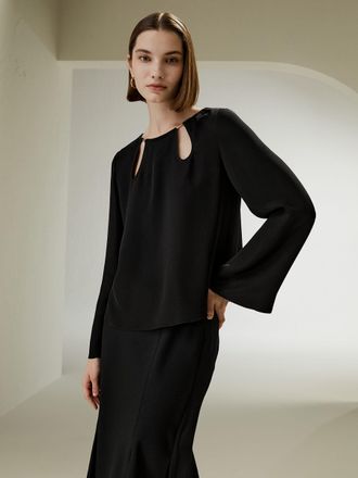 LilySilk Parisian Droplet Cut-Out Blouse
