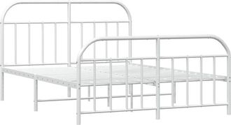 vidaXL Metal Bed Frame without Mattress with Footboard White 150x200cm Vidaxl