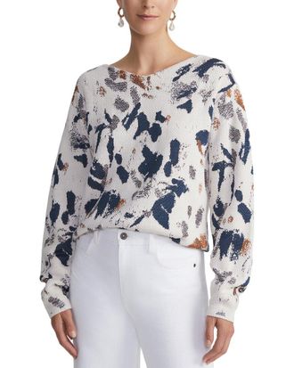 Lafayette 148 New York Paint Splatter Jacquard V-Neck