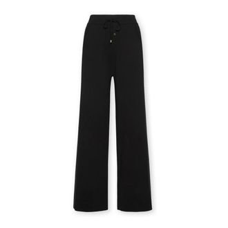 Elena Miro Broeken, Dames, Zwart, XL, Polyester, Palazzo gebreide broek met trekkoord