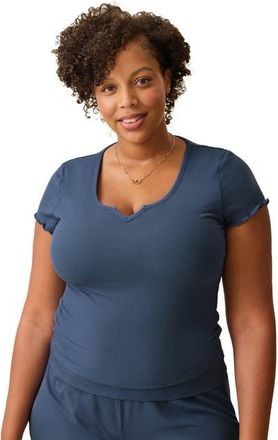Kindred Bravely Ribbed Modal Notched Nursing T-Shirt in Light Navy at Nordstrom, Size X-Large