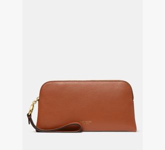 Kate Spade New York Womens Halo Wristlet in Brown | Smooth Leather