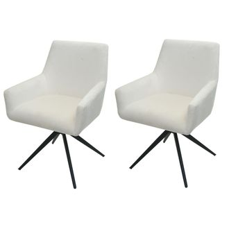 Hhg Hhg - Nunca Usado] Juego De 2 Sillas De Comedor 081, Silla De Cocina Apoyabrazos Giratorio Posici&oacute;n Autom&aacute;tica Tela Mvg, Crema-beige