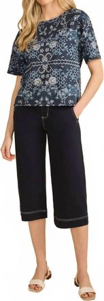 FDJ Olivia Wide Capri Pants In Navy