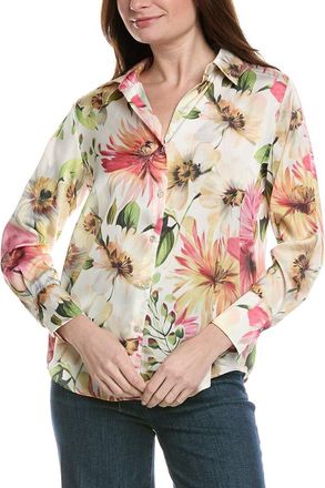 Alberta Ferretti Philosophy Satin Split Neck Blouse