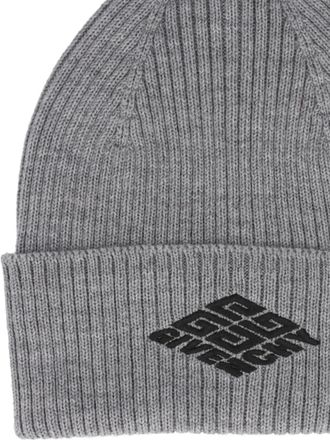 Givenchy Mens 4g Logo Wool Beanie Grey Accessories > Beanies & Hats