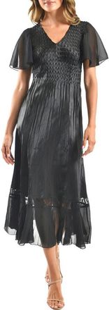 Komarov Charmeuse & Chiffon Cocktail Dress in Black at Nordstrom, Size Medium