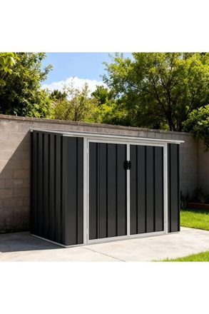 Living and Home Outdoor Storage Shed for Rubbish Bin in Grey