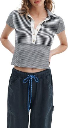 Rag & Bone The Knit Crop Polo in Ivy Multi at Nordstrom, Size Xx-Small