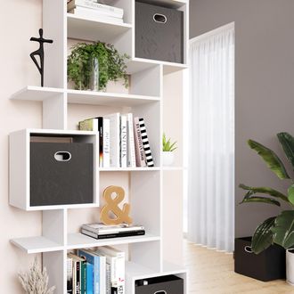 Vicco Separador De Ambientes Cube, Blanco, 92 X 187.7 Cm Con 2 Cajas Plegables