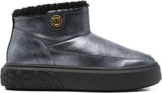 Pinko Zwarte enkellaarzen voor vrouwen - Dames - Winterlaarzen - Zwart - 38 EU - Leer - Schoenen