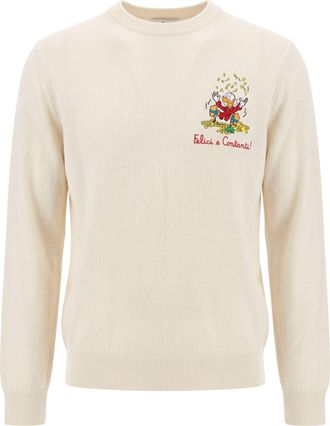 MC2 Saint Barth Cream Wool Cashmere Blend Crewneck Light Sweater