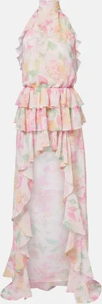 Bananhot Malena floral ruffled asymmetric maxi dress
