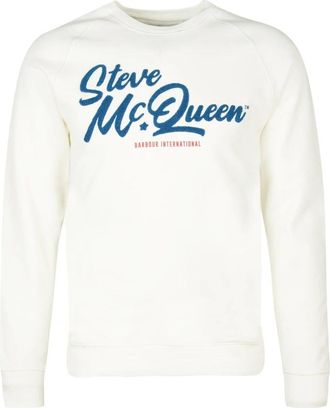 Barbour Grafische Sweatshirt Steve Mc Queen Stijl - Heren - Sweatshirts - Wit - L - Katoen - Hoodies & sweatvesten